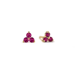 Gemstone Clover Studs Ruby