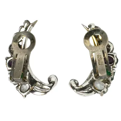 Gemstone Crescent Earrings by De Rosa