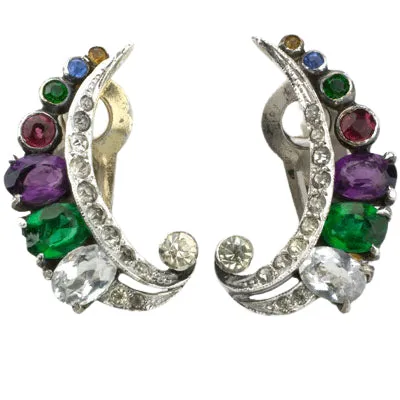 Gemstone Crescent Earrings by De Rosa