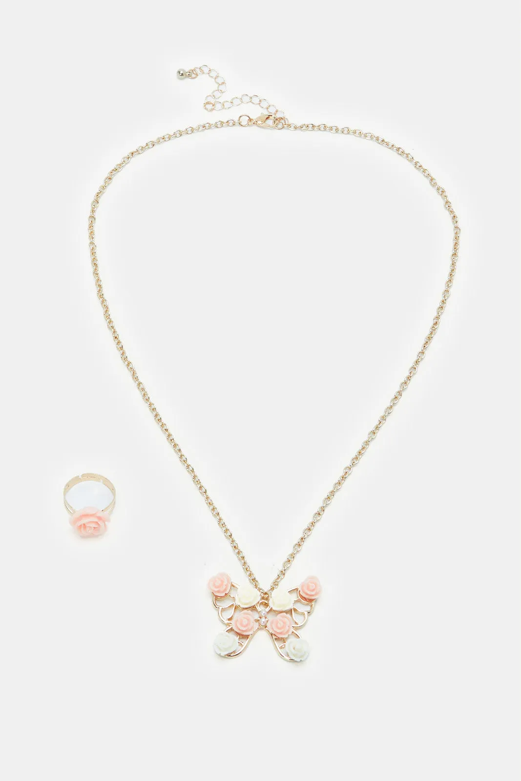 Girls Gold Embellished Necklace Set (3 Piece)