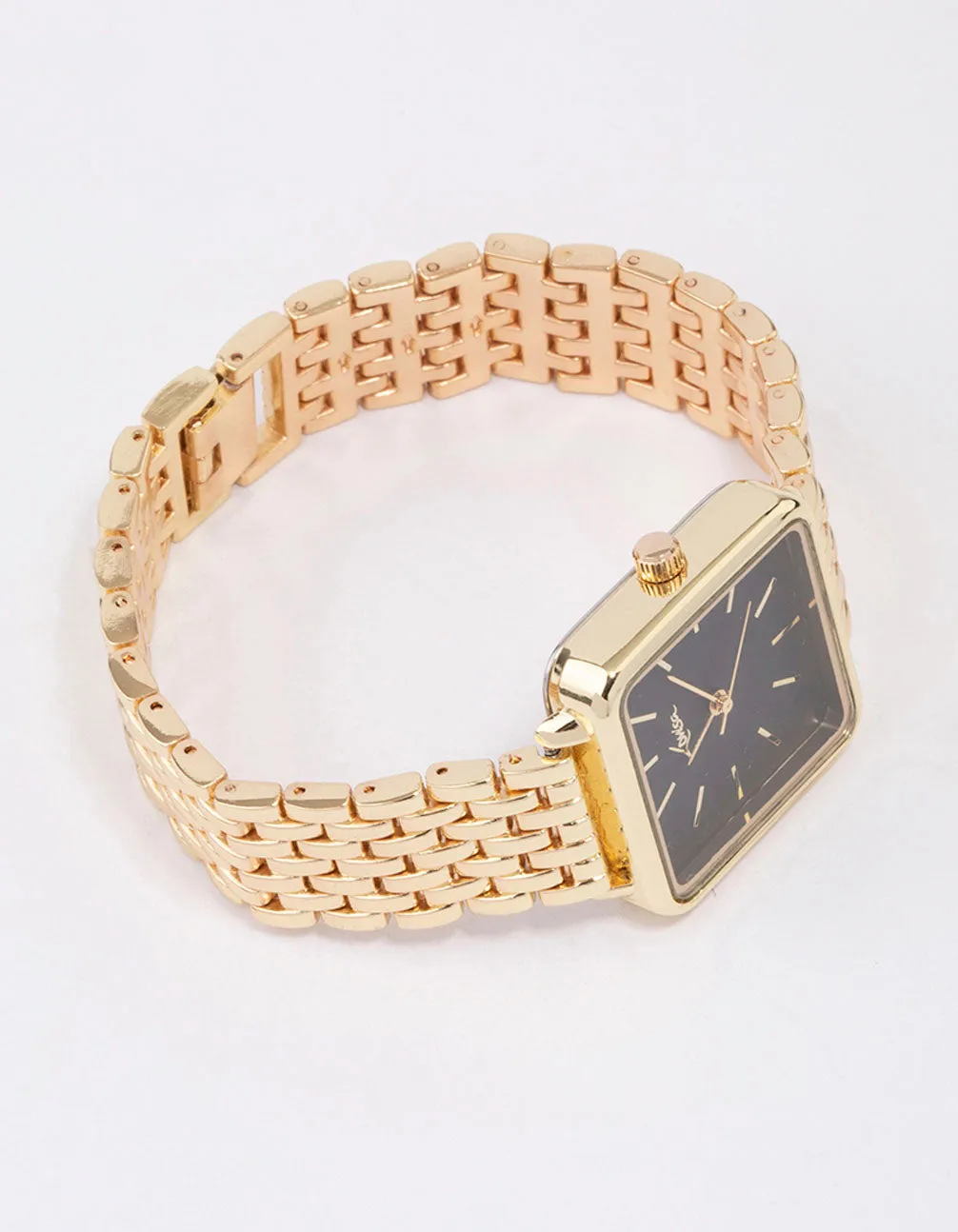 Gold & Black Medium Square Watch