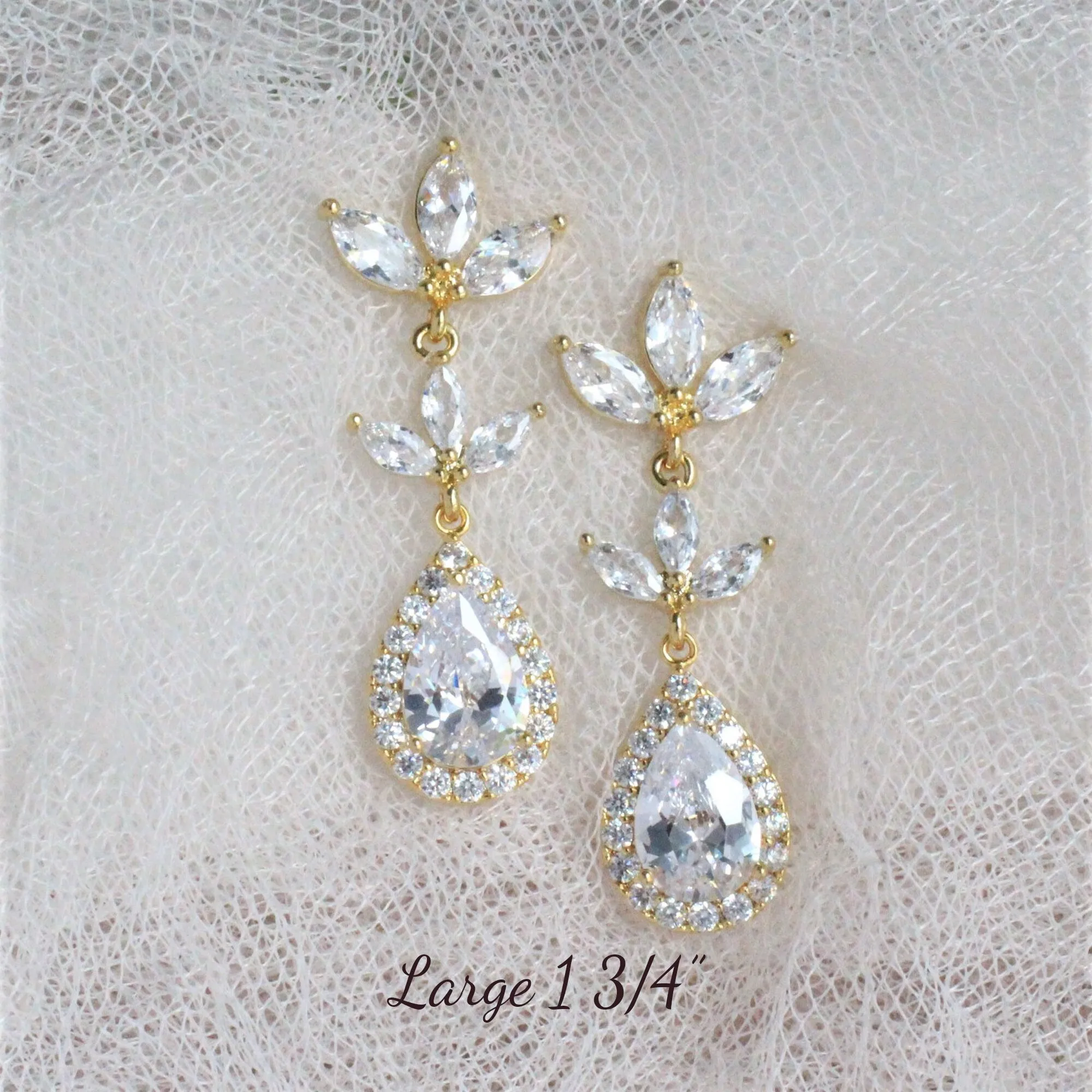 Gold Cubic Zirconia Teardrop Earrings