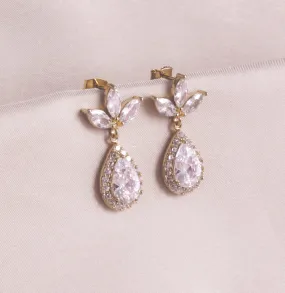 Gold Cubic Zirconia Teardrop Earrings