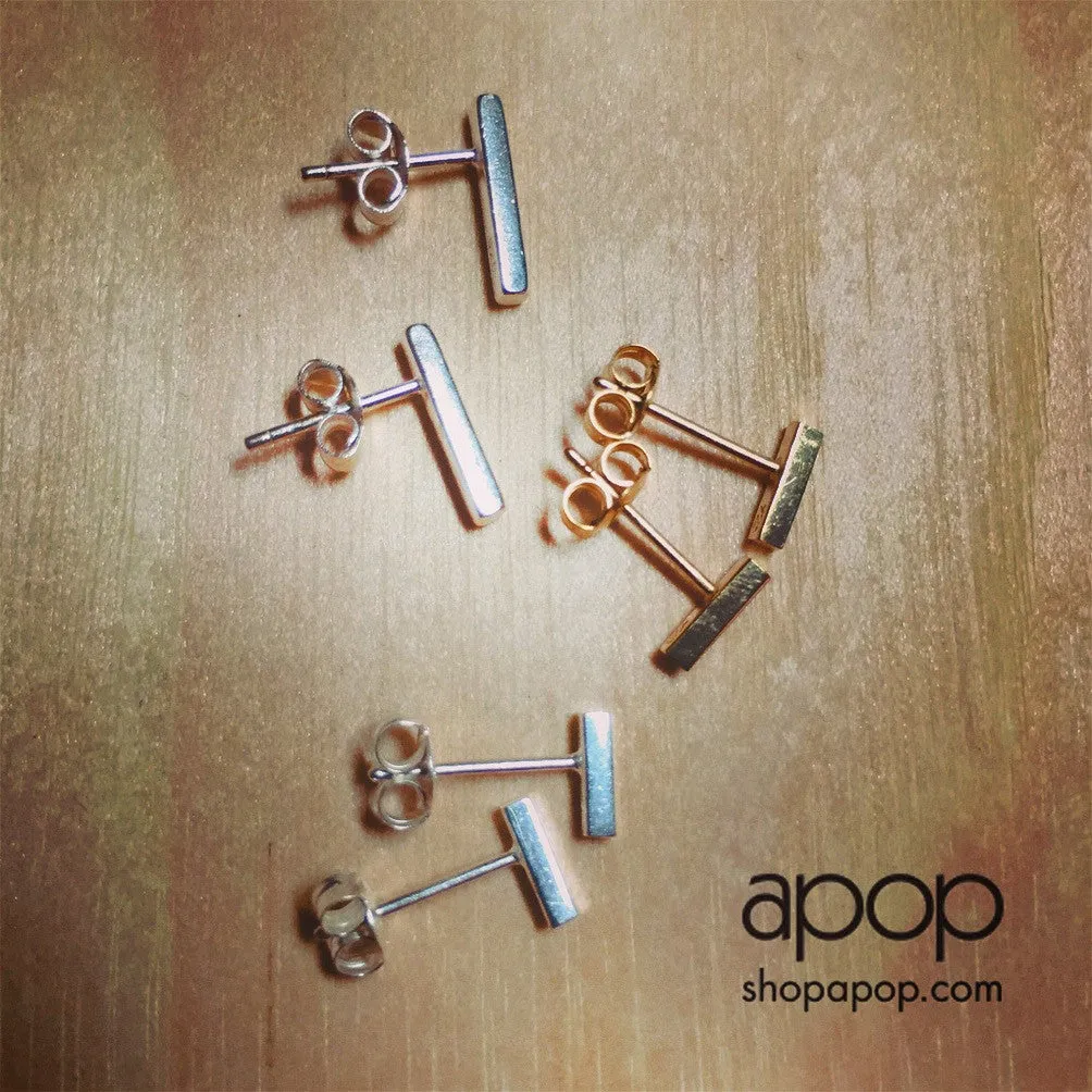 Gold-Dipped "Tiny" Bar Stud Earrings