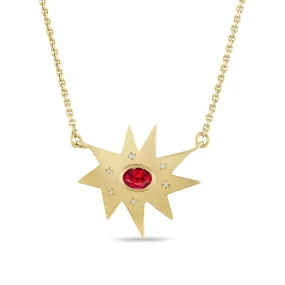 Gold Maxi KAPOW! Necklace: Garnet