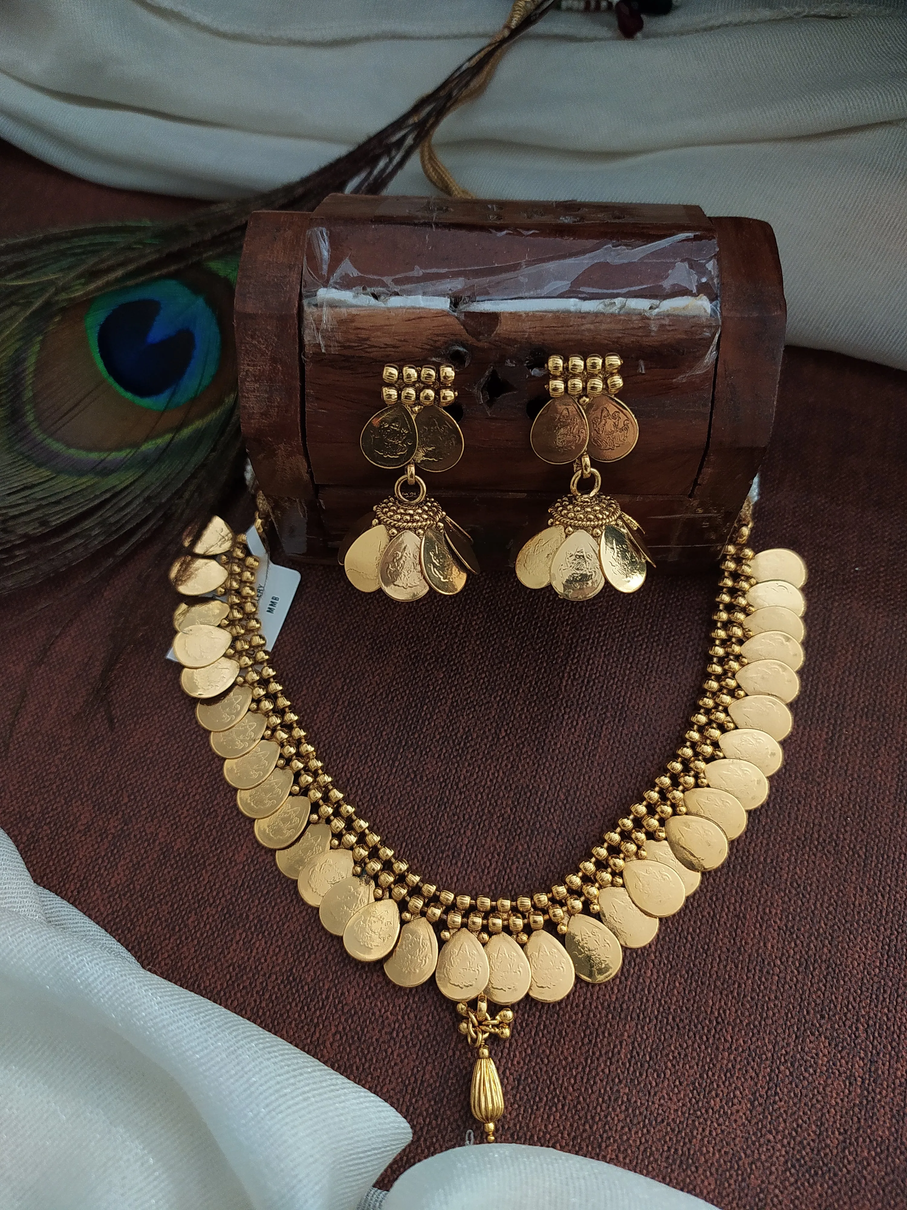 Gold Plated Coin Shape Necklace Set