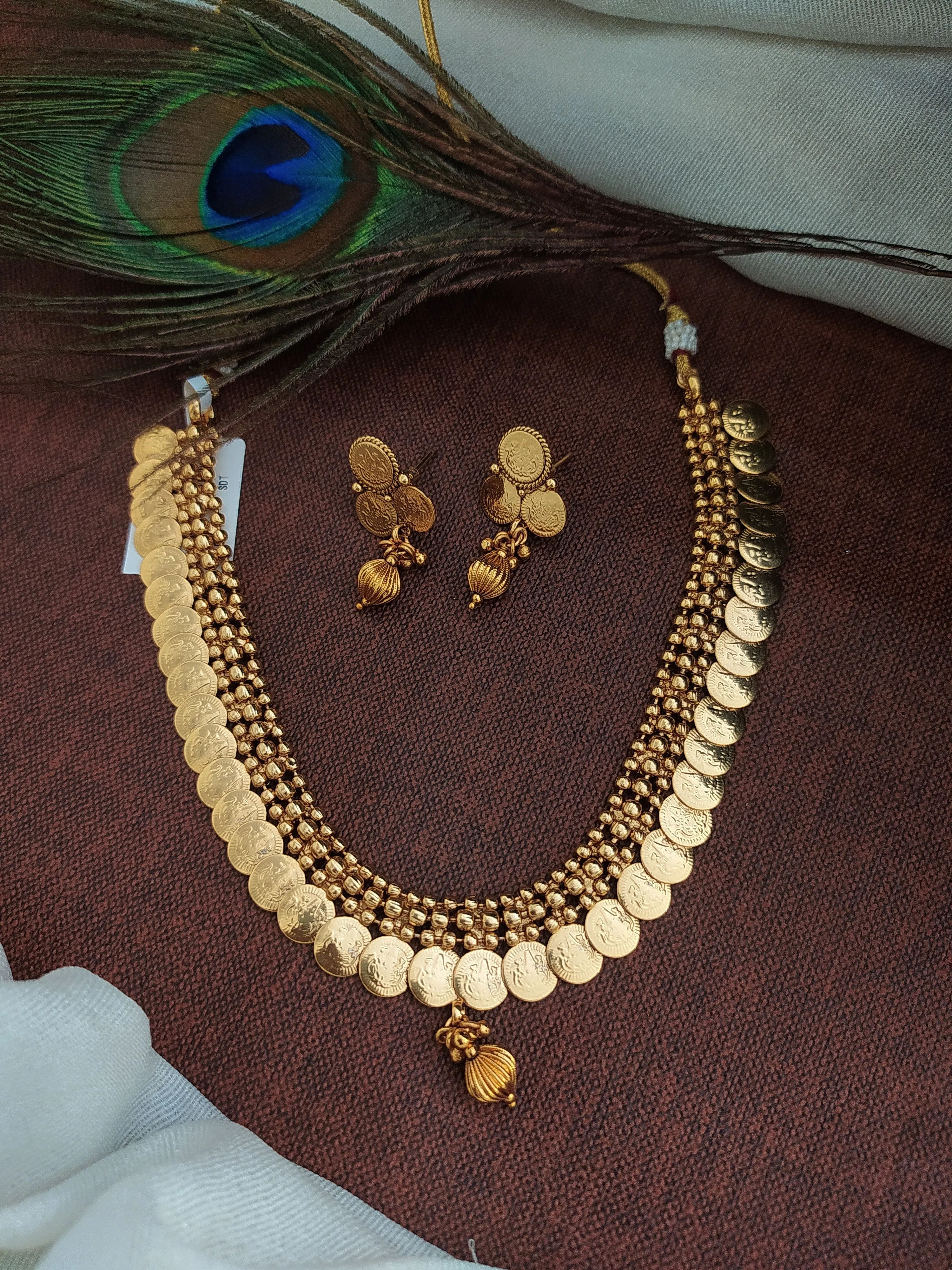 Gold Plated Coin Shape Necklace Set