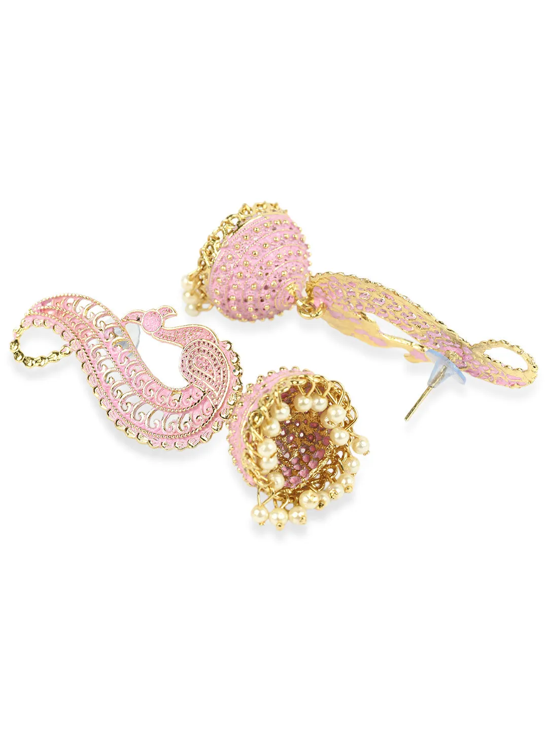 Gold Plated Exclusive Traditional Pink Jhumka Earring - Anikas Creation