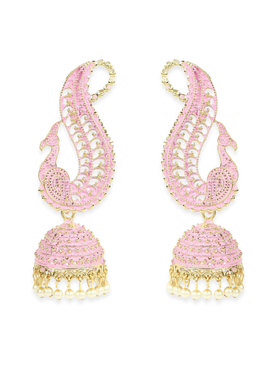 Gold Plated Exclusive Traditional Pink Jhumka Earring - Anikas Creation