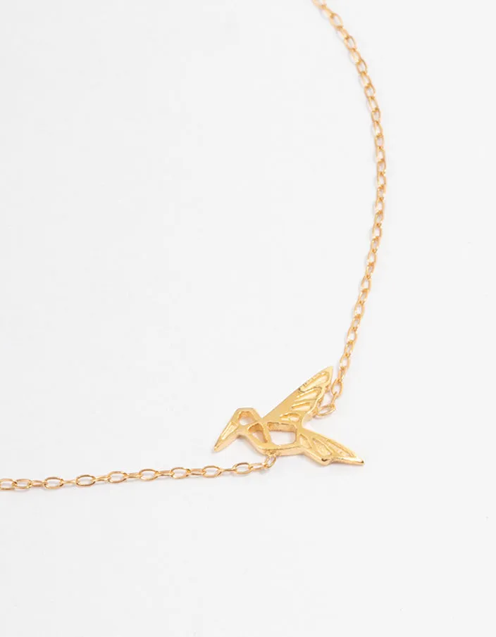 Gold Plated Sterling Silver Origami Bird Bracelet