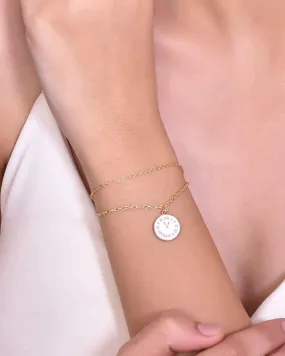 Gold Plated White Clock Charm Bracelet - Voj