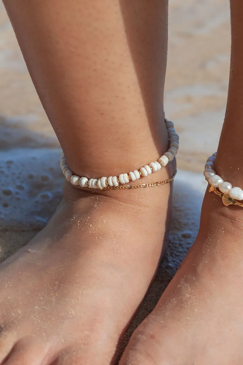 Gold Puka Shell Anklet - Kahale