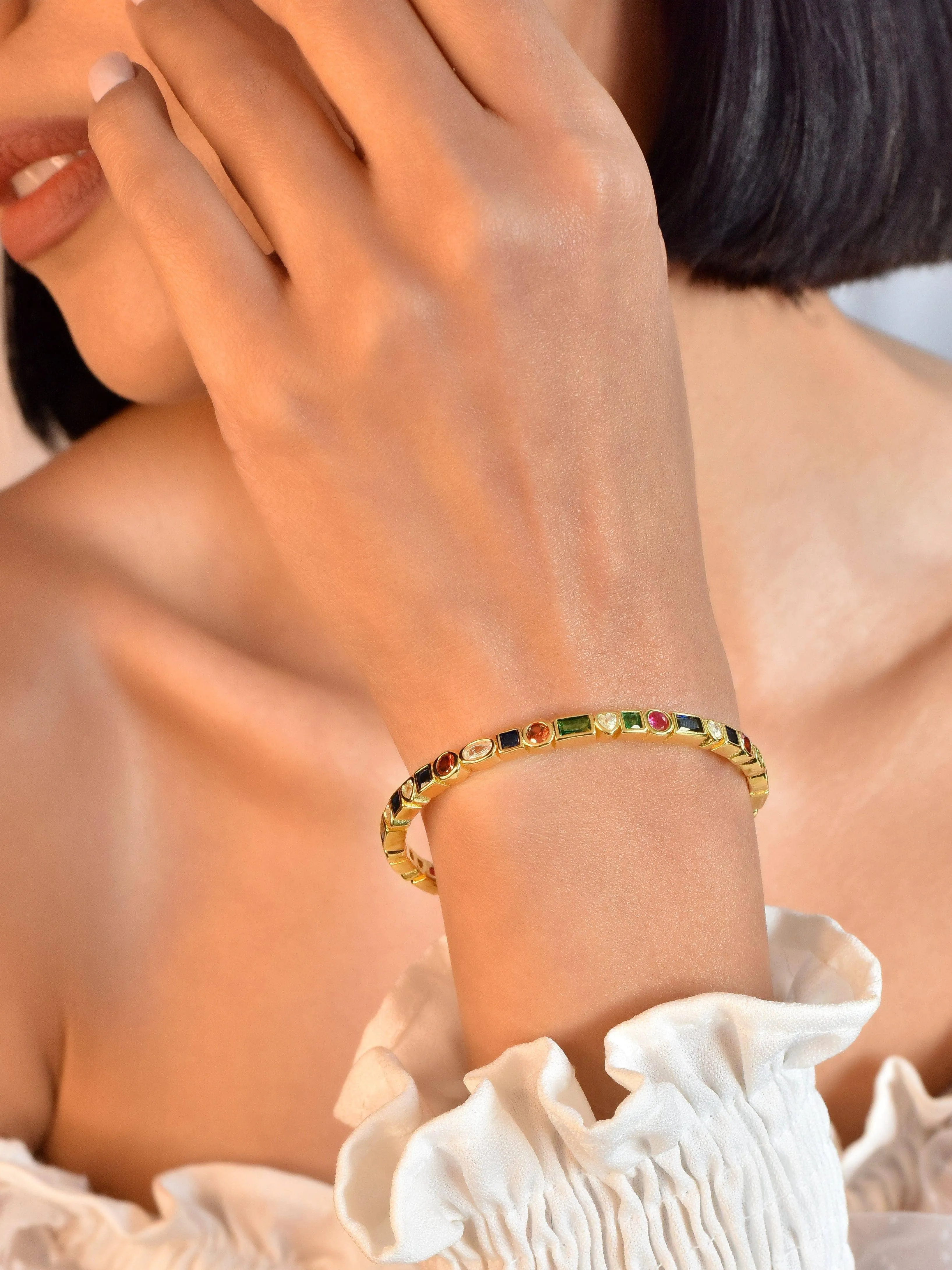 Golden Girl Multi-Color Cuff Bracelet