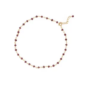 Gorgeous Garnet! 9.5" 1 14 Karat Gold Plated Beaded Anklet