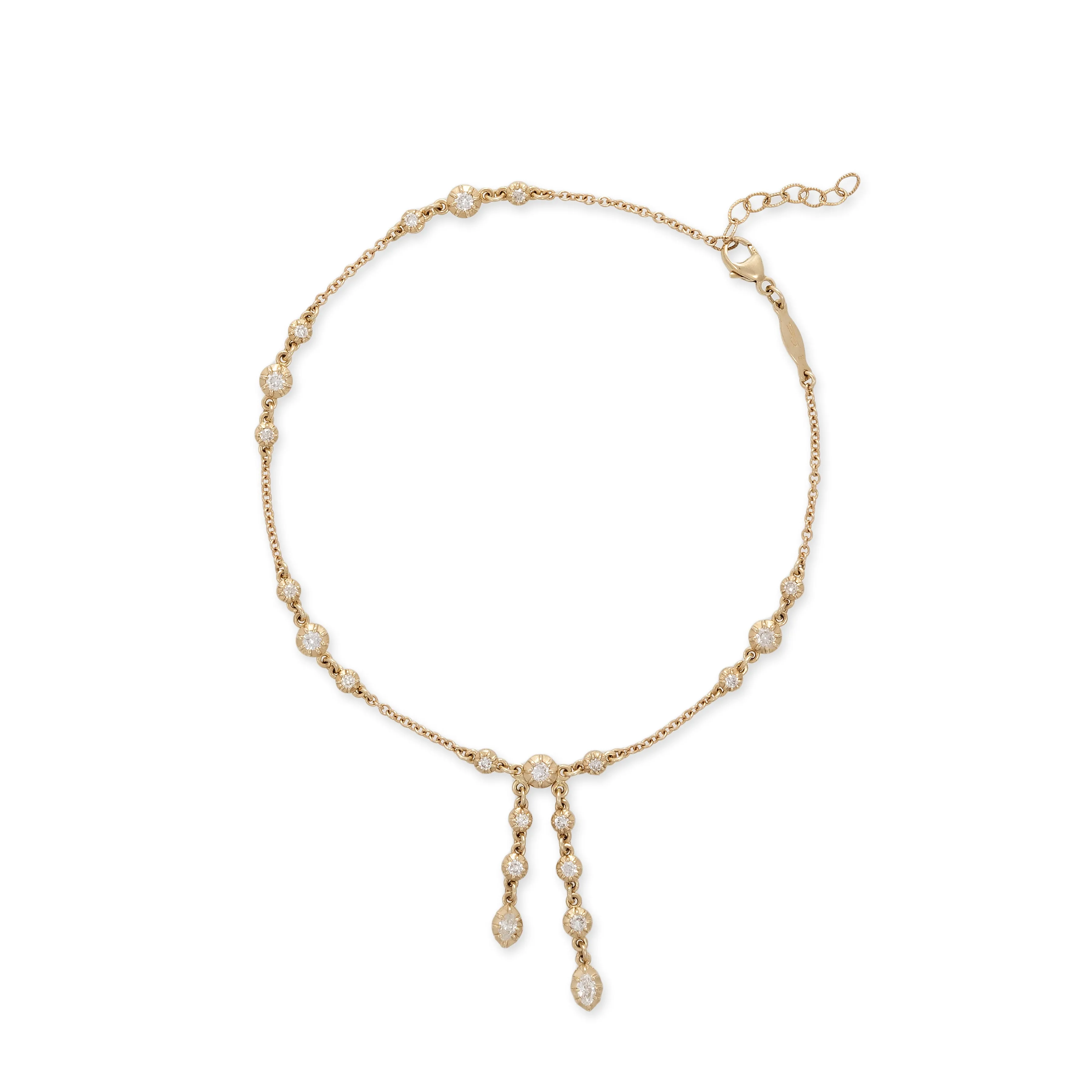 GRADUATED 3X4 SOPHIA DIAMOND   MARQUISE TASSEL SHAKER ANKLET