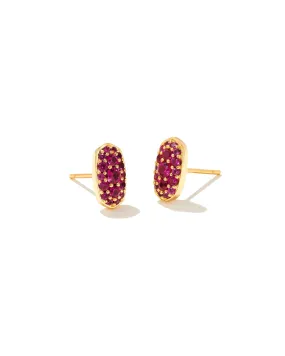 Grayson Crystal Stud Earrings In Gold Ruby Crystal