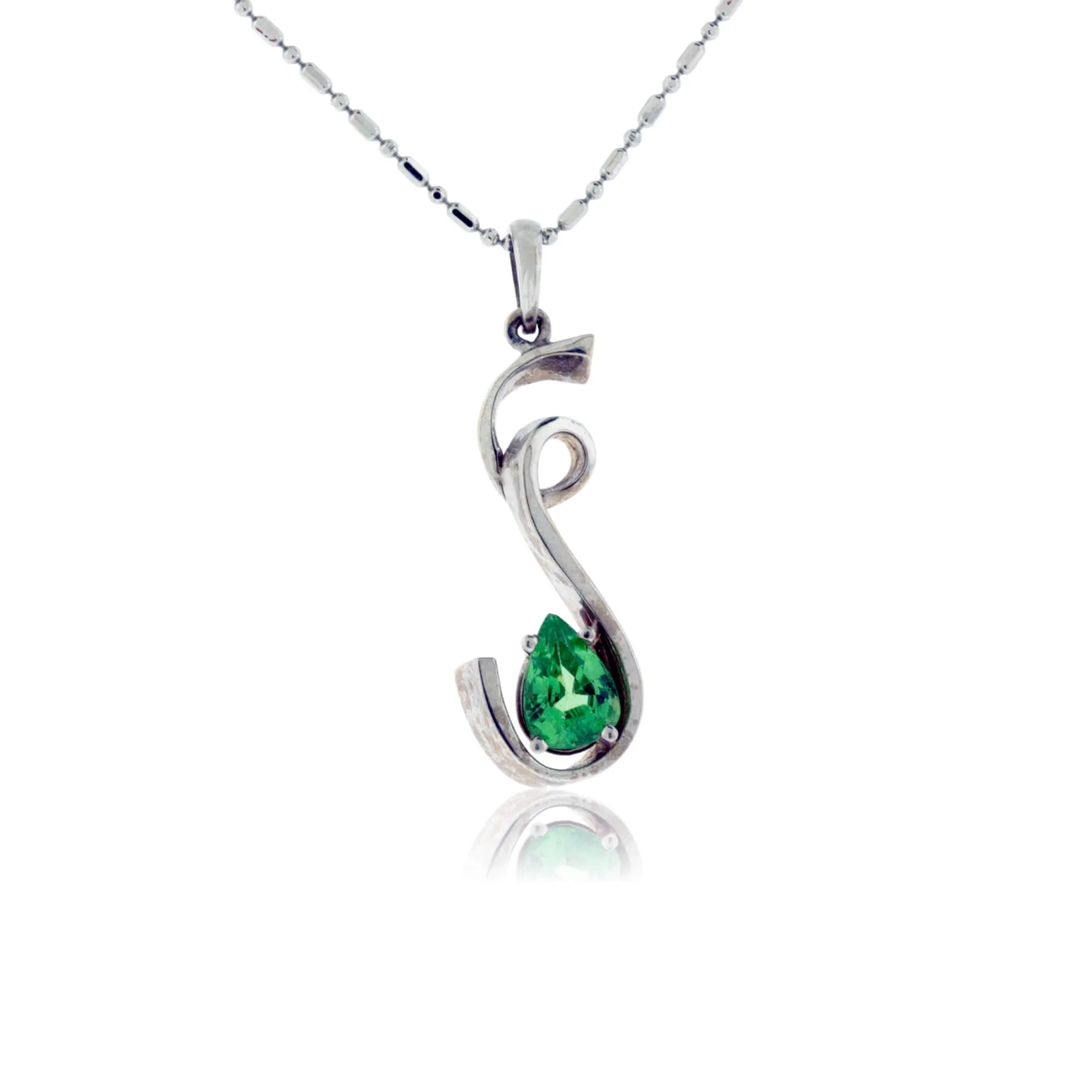 Green Tsavorite Garnet Solitaire Swirl Pendant