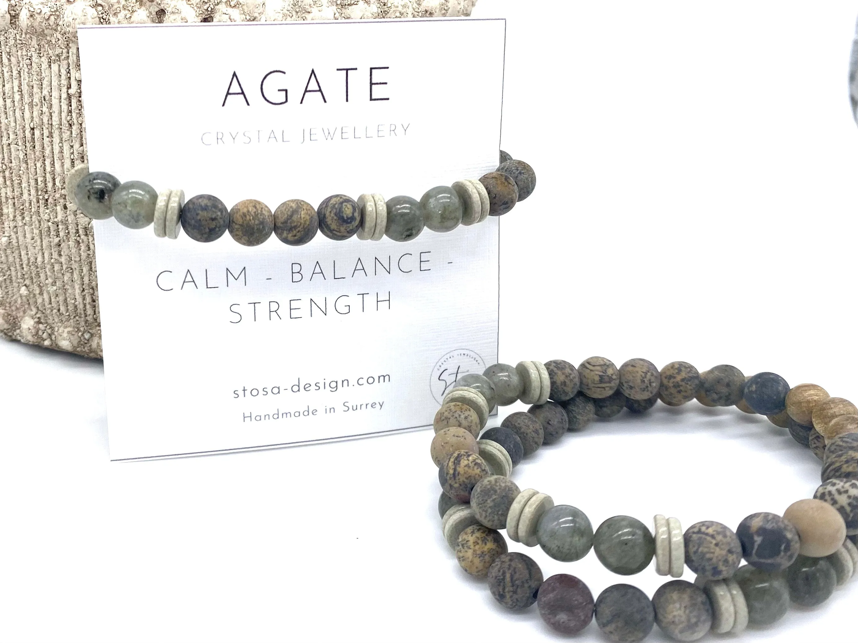 Greige Agate Crystal Diffuser Bracelet