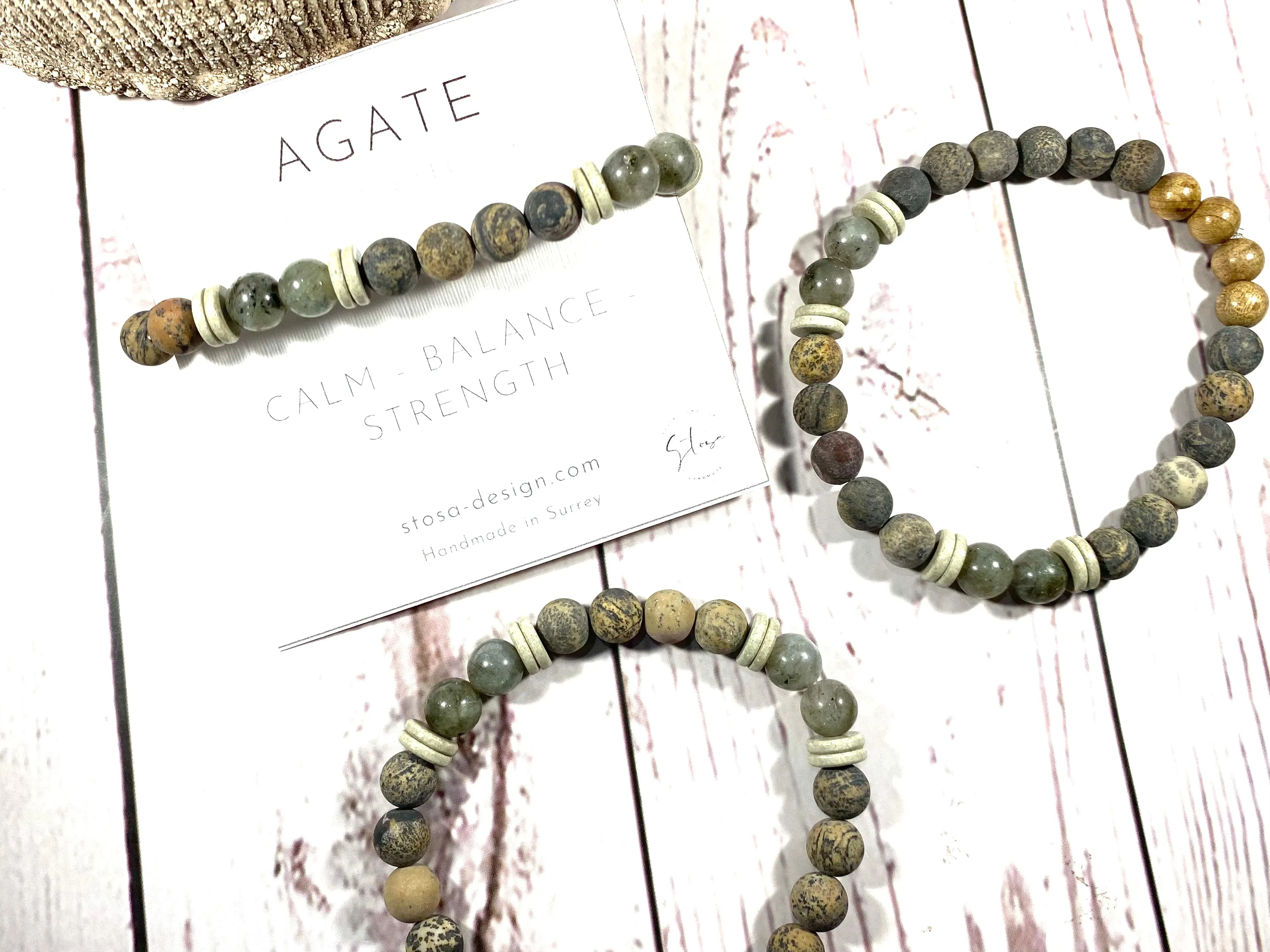 Greige Agate Crystal Diffuser Bracelet