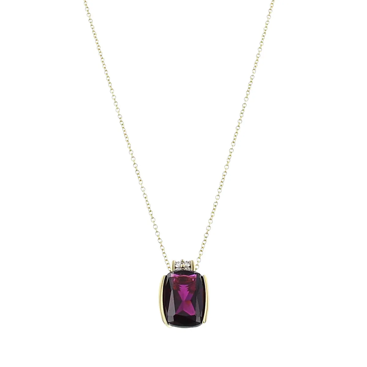 Hallmark 14K Yellow Gold Garnet and Diamond Pendant