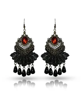 Halloween Vintage Ruby Beading Earrings