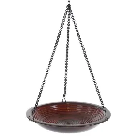 Hanging Circles Bird Bath, Rustic Red