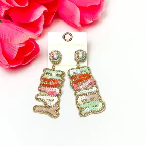 Happy Easter Beaded Earrings in Pastel Mix