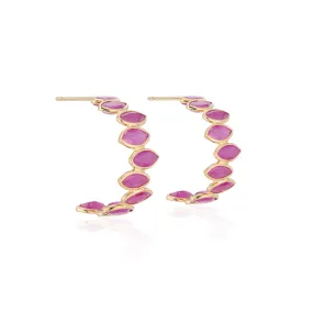 Harley Ruby Hoops, 18K Yellow Gold