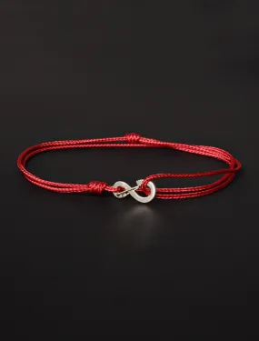 Infinity Bracelet - Red cord men's bracelet with silver clasp