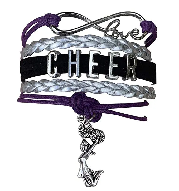 Infinity Cheer Bracelet - Pick Team Colors & Charm