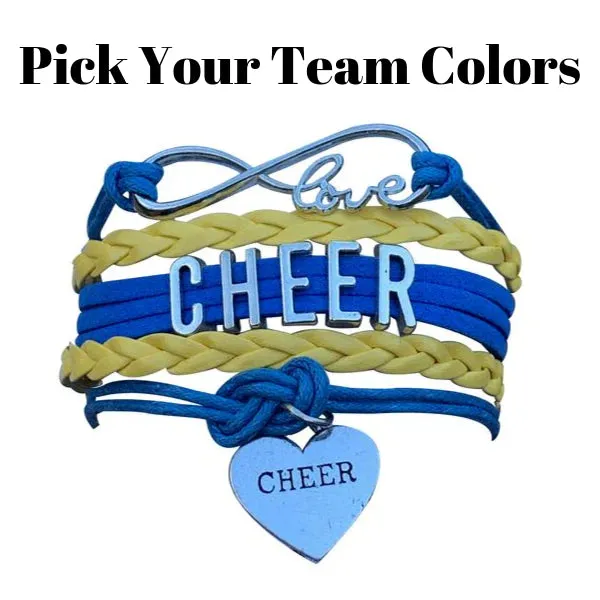 Infinity Cheer Bracelet - Pick Team Colors & Charm