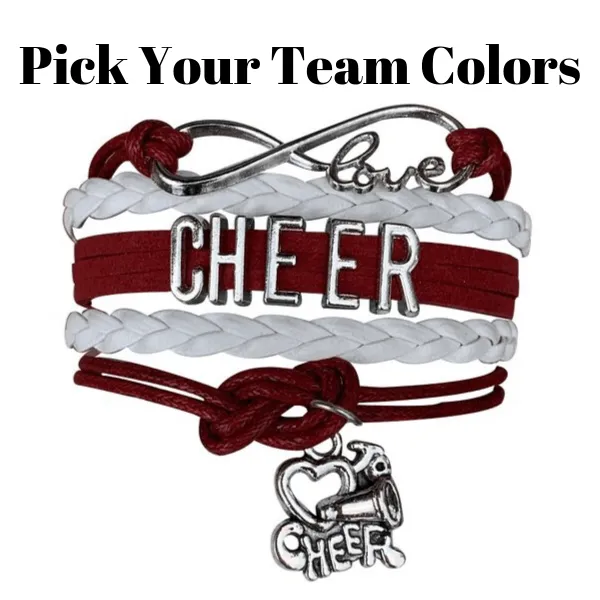 Infinity Cheer Bracelet - Pick Team Colors & Charm