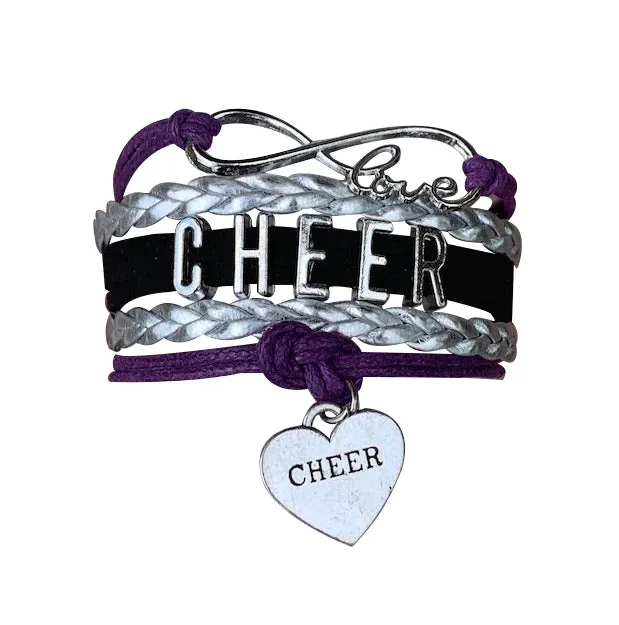 Infinity Cheer Bracelet - Pick Team Colors & Charm