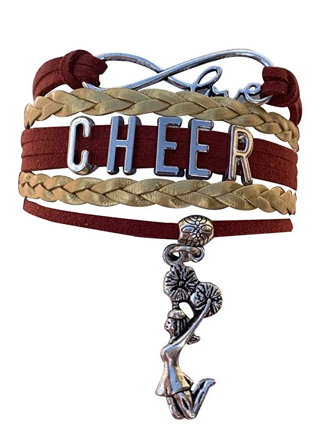 Infinity Cheer Bracelet - Pick Team Colors & Charm