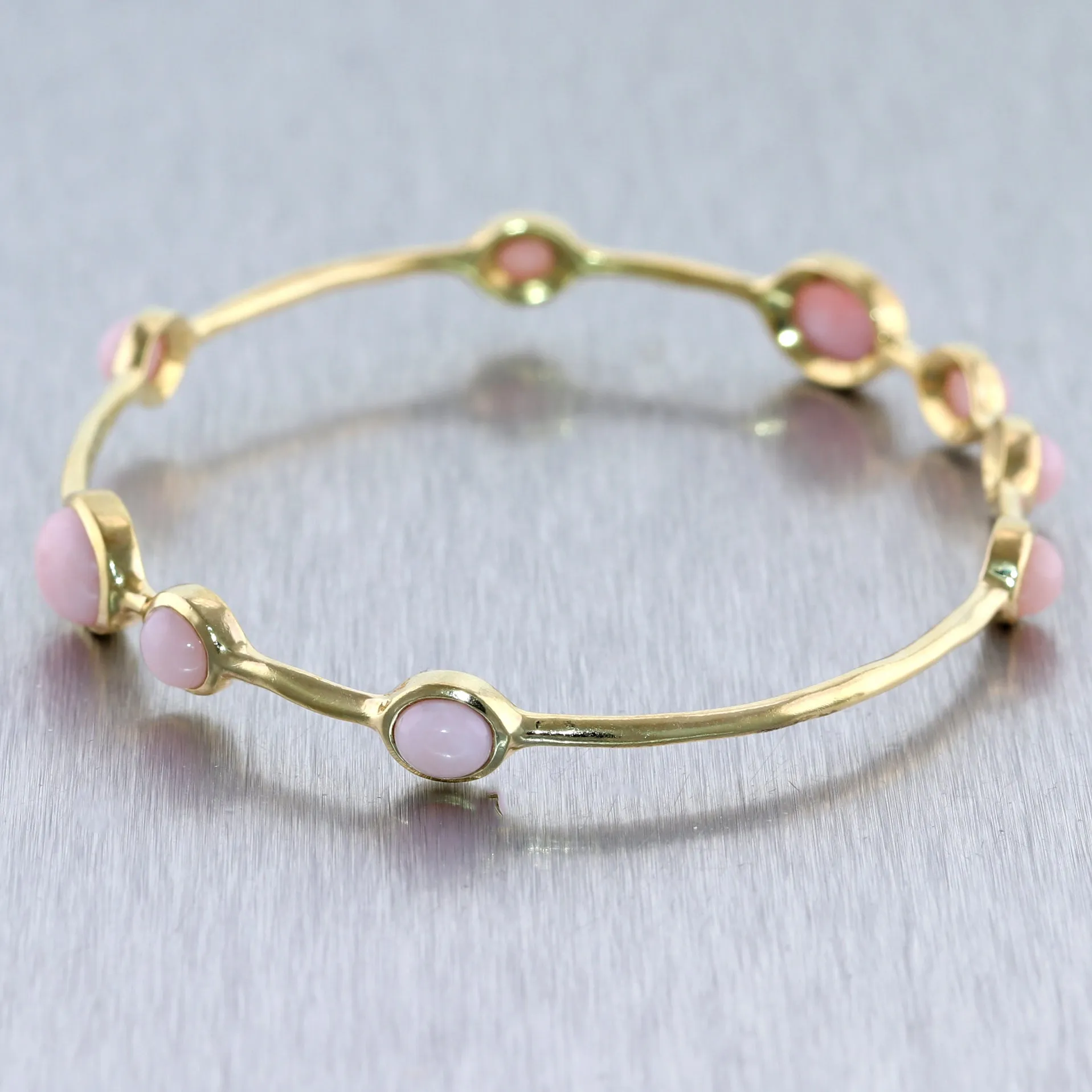 Ippolita 18k Yellow Gold Pink Opal 9 Stone Bangle Bracelet