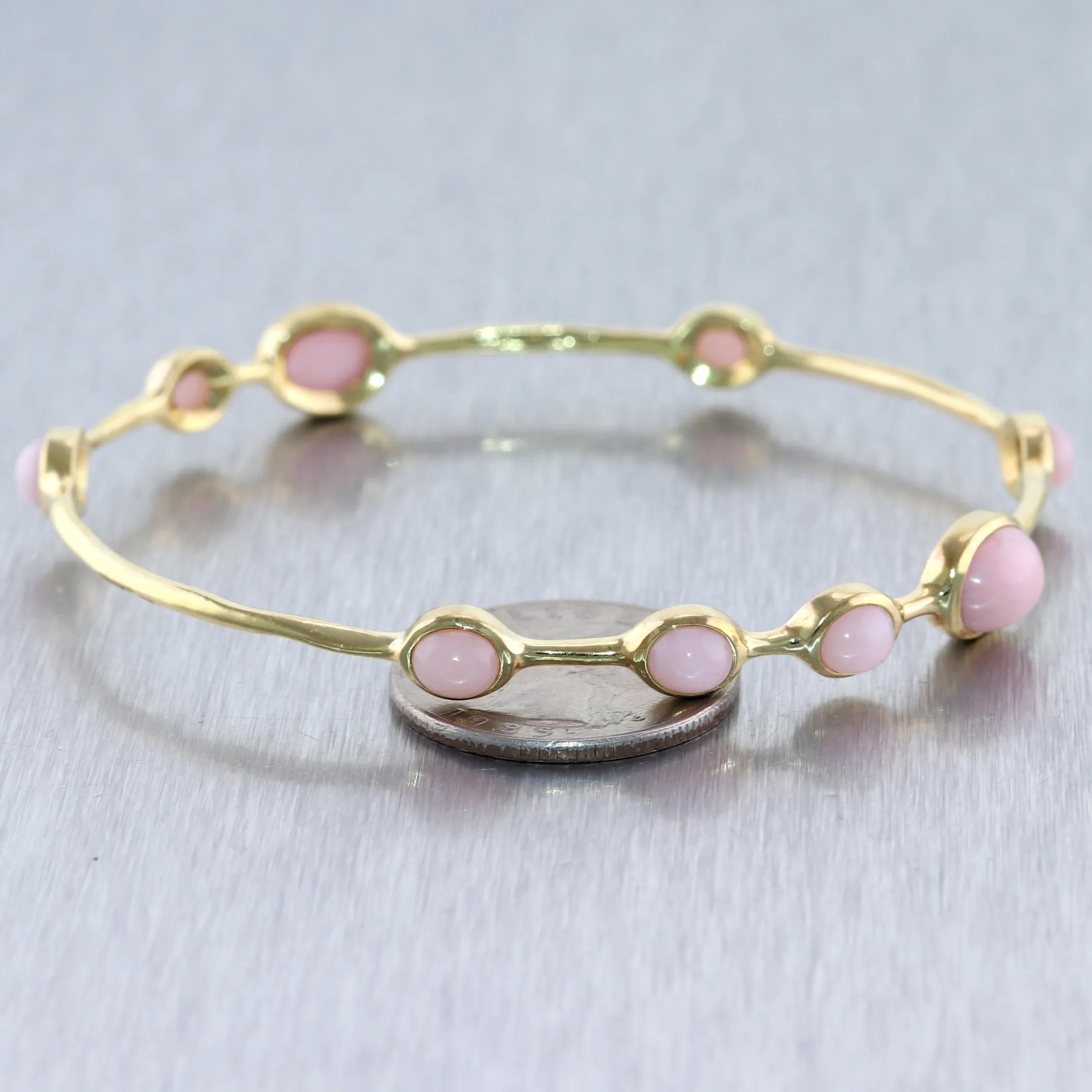 Ippolita 18k Yellow Gold Pink Opal 9 Stone Bangle Bracelet