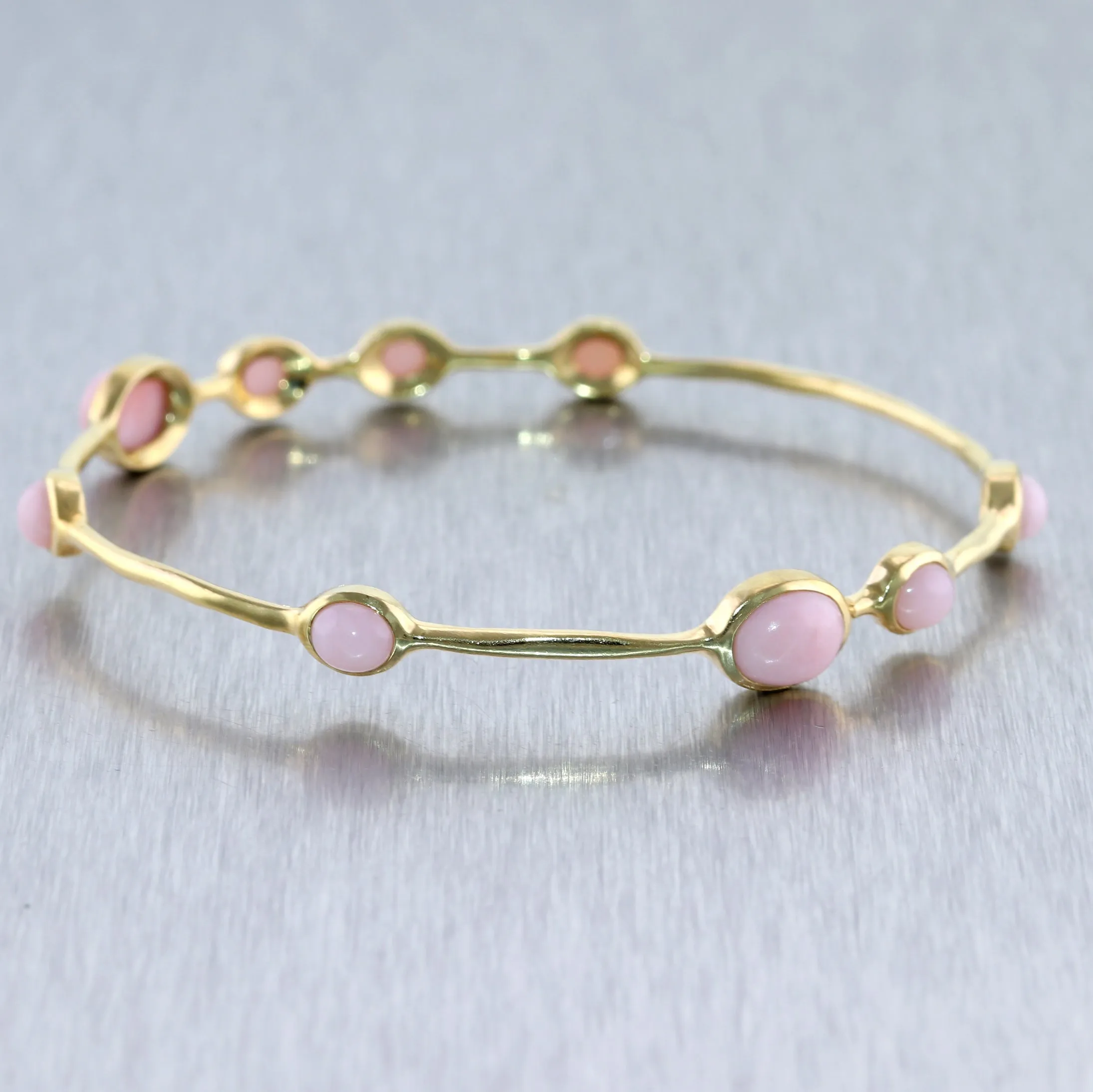 Ippolita 18k Yellow Gold Pink Opal 9 Stone Bangle Bracelet