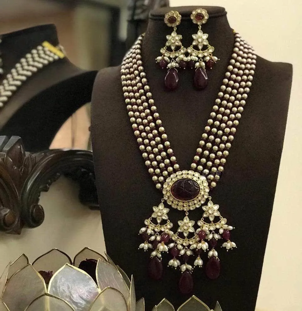 Jadau Polki Pendant Necklace Set