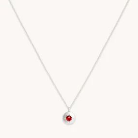 January Garnet Birthstone Necklace in Solid White Gold