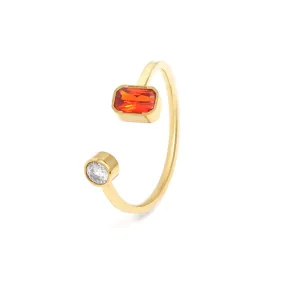 January Garnet Birthstone Ring - Yellow Gold