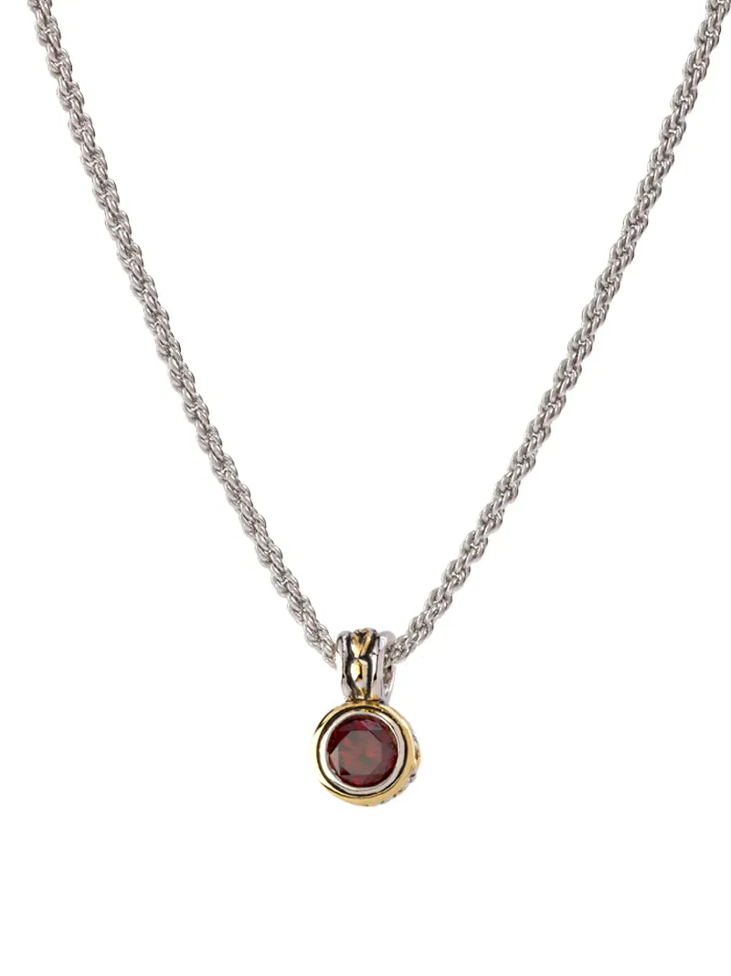 John Medeiros Garnet Bezel Necklace