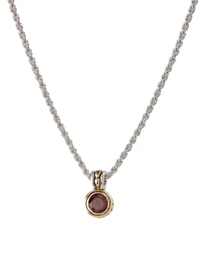 John Medeiros Garnet Bezel Necklace