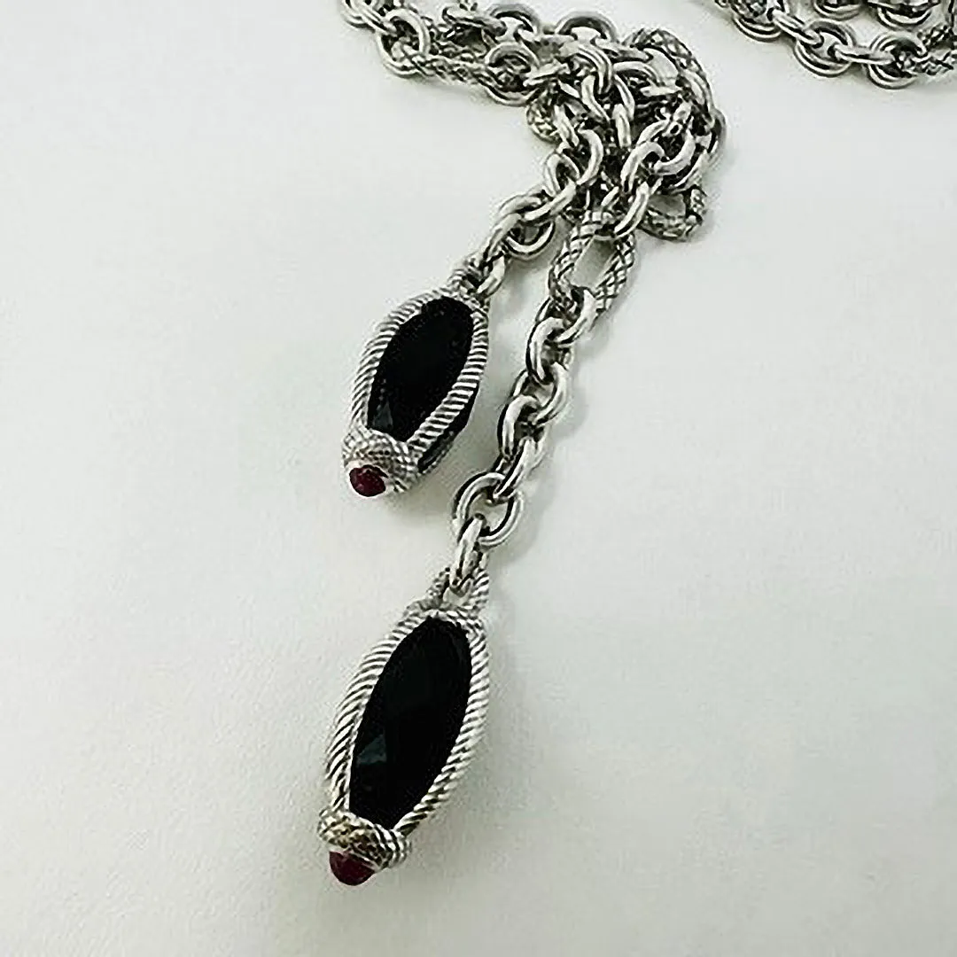 Judith Ripka 50" Lariat with Ovals and Garnets