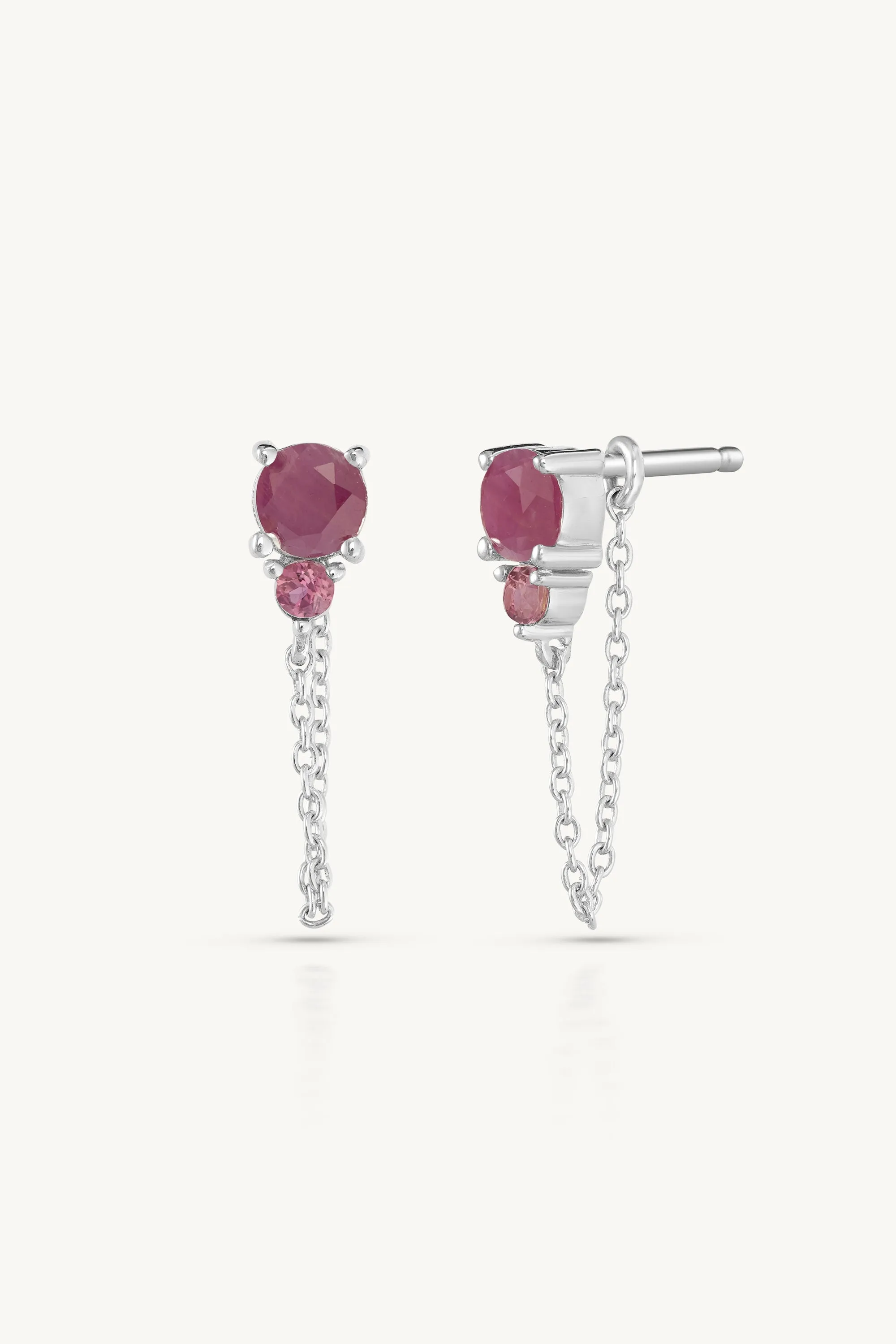 July Ombre Ruby Birthstone Silver Stud