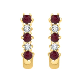 KATARINA Ruby and Diamond J Hoop Earrings (1/2 cttw)