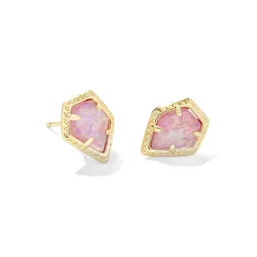 Kendra Scott | Framed Tessa Gold Stud Earrings in Luster Rose Pink Kyocera Opal