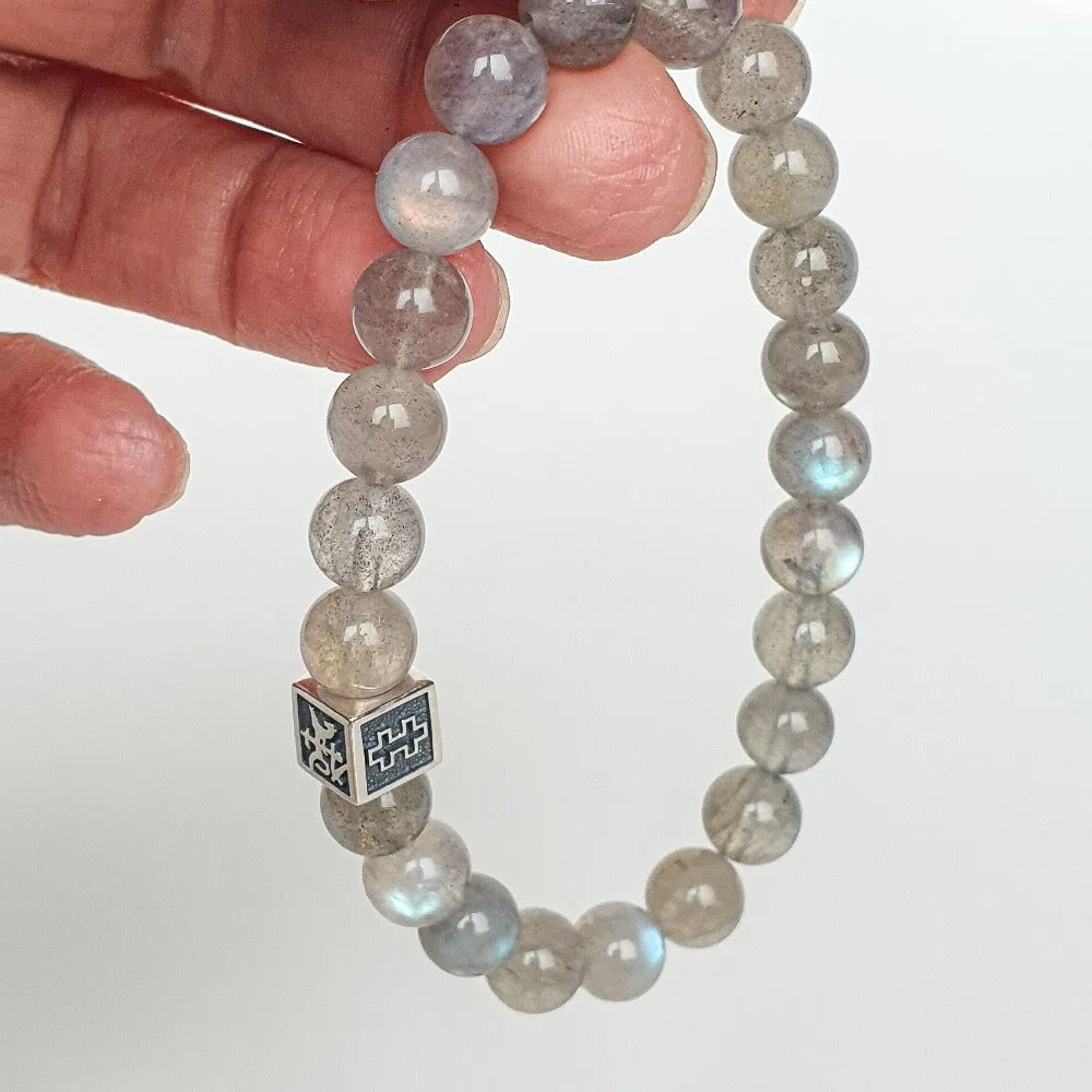 Labradorite AAA Silver Bracelet for Men - Vytis - "The Guardian"