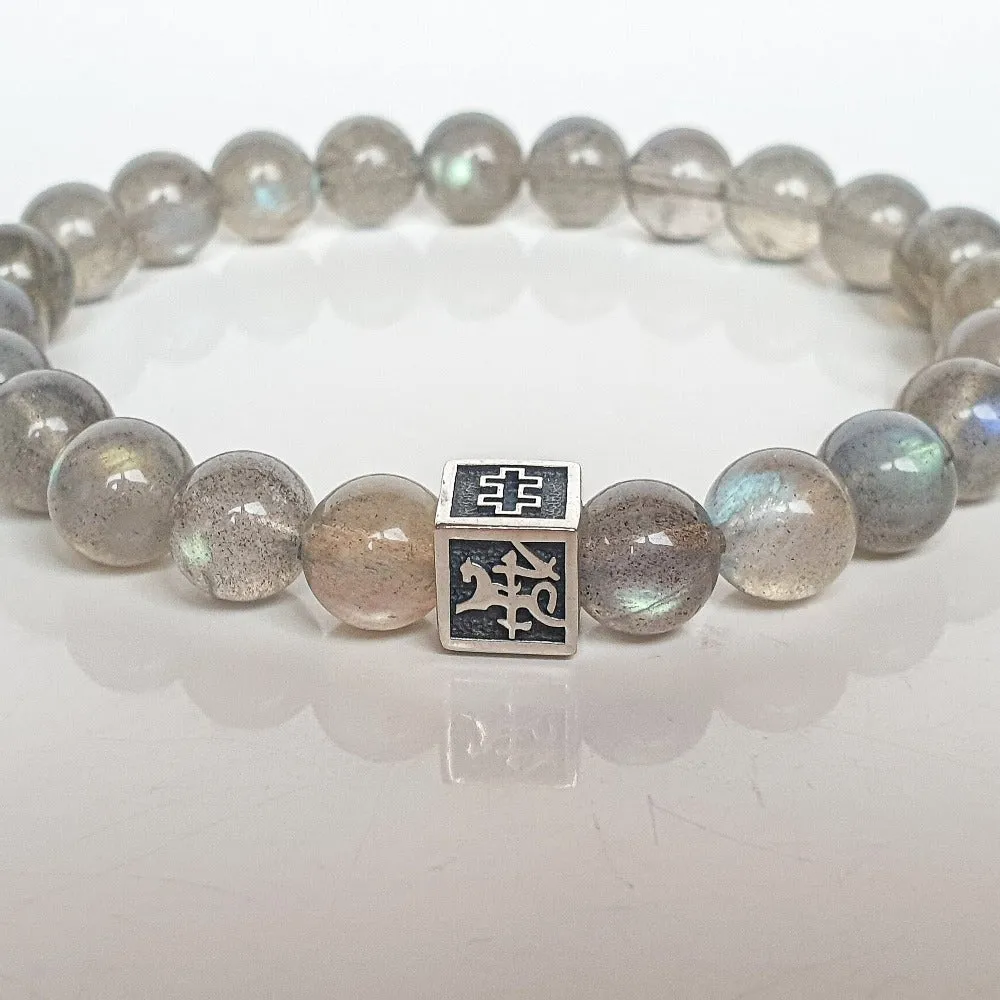 Labradorite AAA Silver Bracelet for Men - Vytis - "The Guardian"