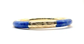 Lapis Inlay Etched Bangle