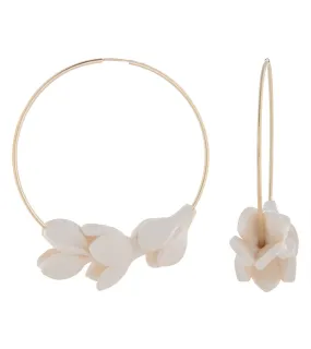 Large Hoop White Pikake Earrings